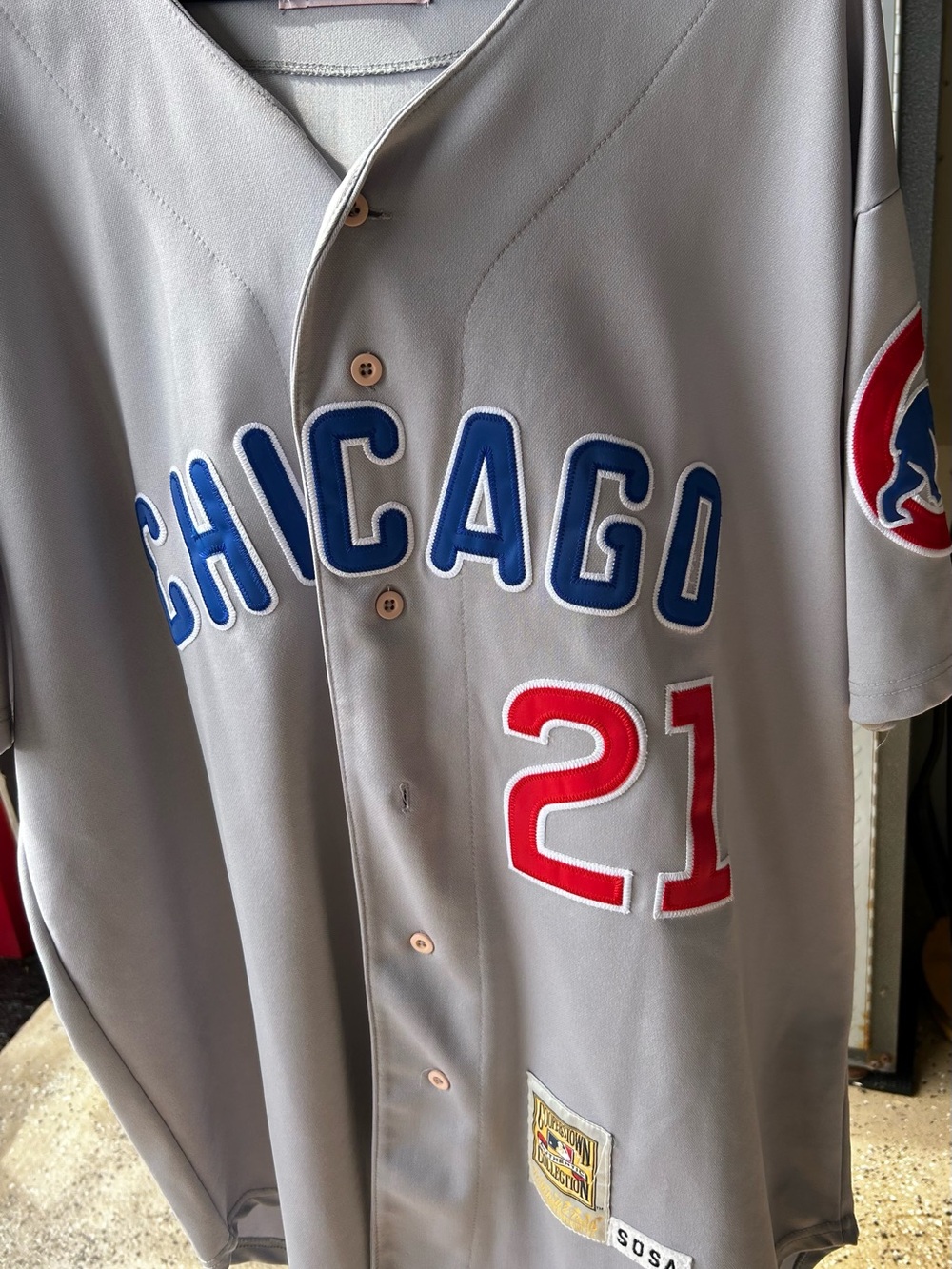 Chicago Grey Baseball Jersey - Grey with Blue & Red Accents